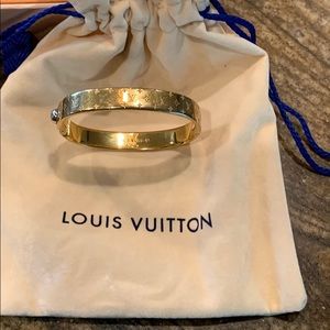 Louis Vuitton gold nano gram cuff bracelet